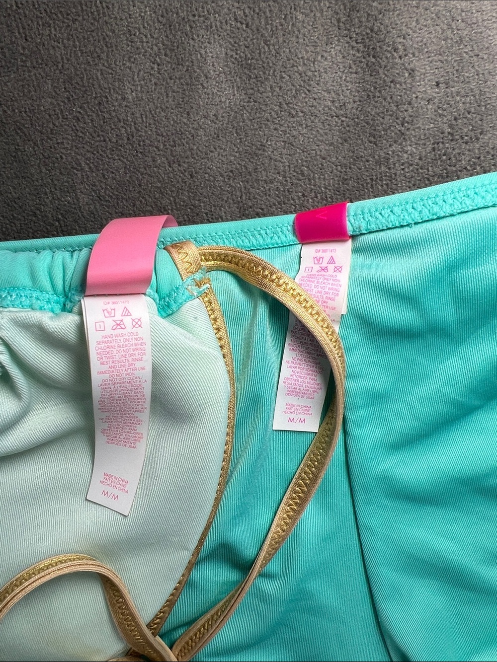 Victoria's Secret Aqua and Gold Lattice Two-Piece Bikini Set MEDIUM - Picture 10 of 11
